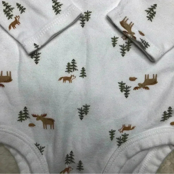 Child Of Mine Onesie  Diaper Shirt Long Sleeved White / Foxes Size 0-3 Months - Picture 3 of 16